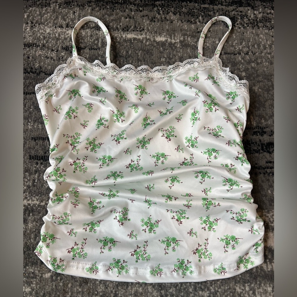 SHEIN Floral & Lace Pajama Set With Ruching - Picture 3 of 9